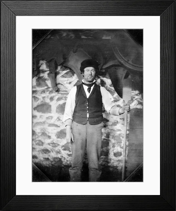 Framed Print : Portrait of a man with a tool, circa 1850s