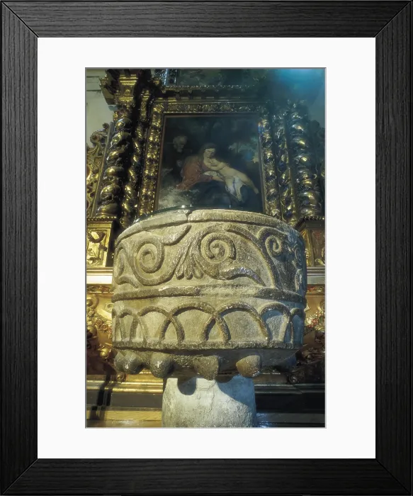 Framed Print : SPAIN. CATALONIA. LLEIDA. Vielha. Church of Sant Miquel. Baptismal font (12th c.). Romanesque art. AISA / Everett Collection**US SALES ONLY** Framed Print : SPAIN. CATALONIA. LLEIDA. Vielha. Church of Sant Miquel. Baptismal font (12th c.). Romanesque art. AISA / Everett Collection**US SALES ONLY**
