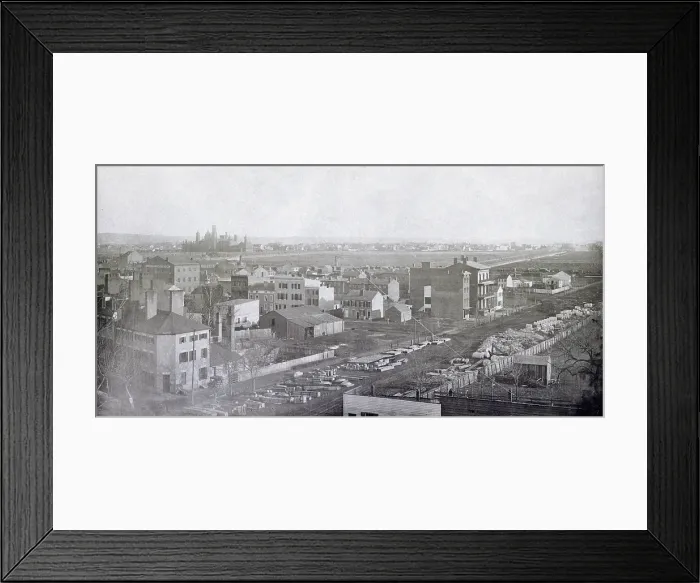 Framed Print : Washington, D.C. 14th Street and E Street, NW, vicinity in foreground with houses and industrial buildings including A. J