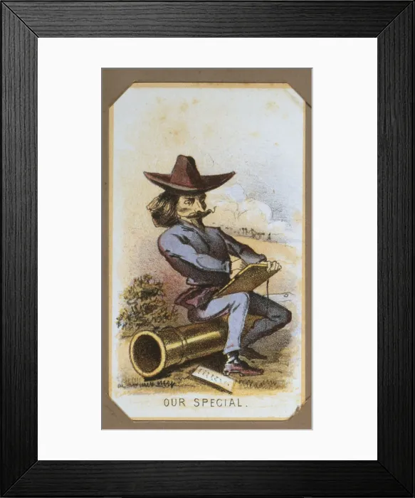 Framed Print : The Civil War, Life in Camp, Our Special, souvenir card showing the daily life of Union soldiers on the front, in the camp and on furlough, chromolithograph by Winslow Homer