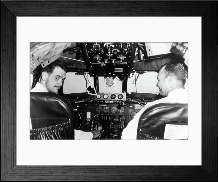 Framed Print : HOWARD HUGHES, flying the first radar-equipped passenger plane. c. 1940's. Courtesy: CSU Archives  /  Everett Collection