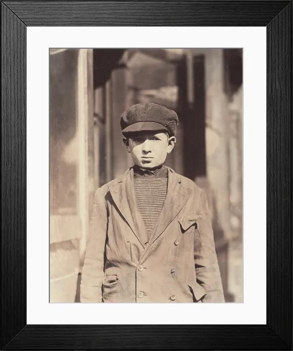 Framed Print : Child labor, coconut shaver, Kibbe's Factory, Isaac Futterman, 15 years, of 108 Sharon Street, has been working one year, earns $3.50, Springfield, Massachusetts