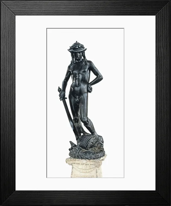 Framed Print : DONATELLO, Donato de Betto Bardi, called (1386-1466). David. ca. 1430. Renaissance art. Quattrocento. Sculpture on bronze. ITALY. Florence. Bargello National Museum