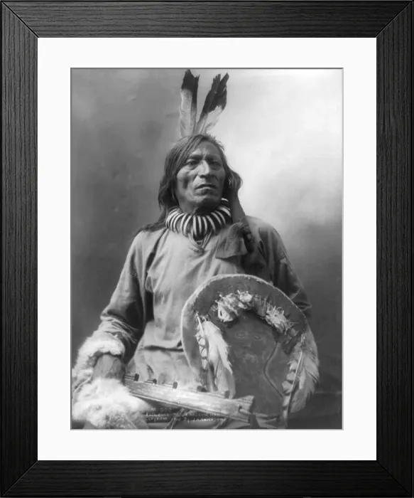 Framed Print : Portrait of a Lakota Sioux medicine man, Fool Bull, photograph, 1900