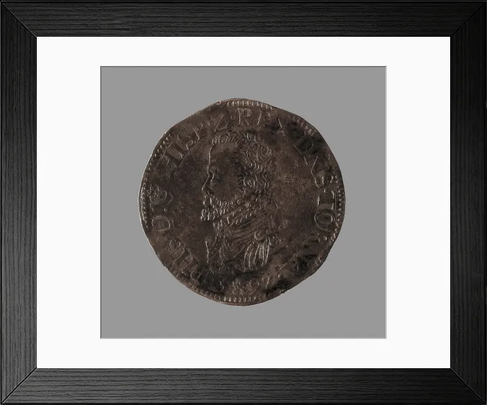 Framed Print : Coin with portrait of Philip II of Spain (1592). Coin. SPAIN. Barcelona. Numismatic Cabinet of Catalonia. AISA / Everett Collection**US SALES ONLY**