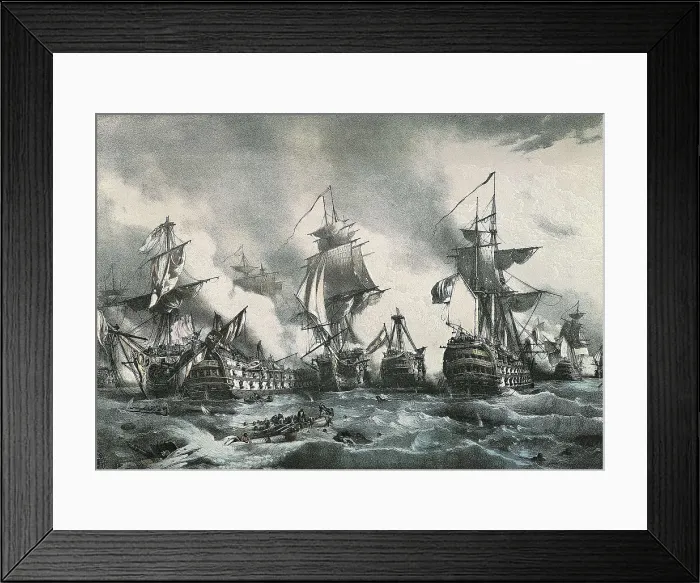 Framed Print : Battle of Trafalgar (21st October 1805). Litography. SPAIN. Madrid. National Library. AISA / Everett Collection**US SALES ONLY**