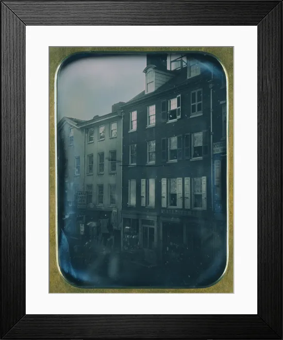 Framed Print : Daguerreotype of No. 48 and 46, Chestnut Street, Philadelphia, Pennsylvania 1854 Framed Print : Daguerreotype of No. 48 and 46, Chestnut Street, Philadelphia, Pennsylvania 1854