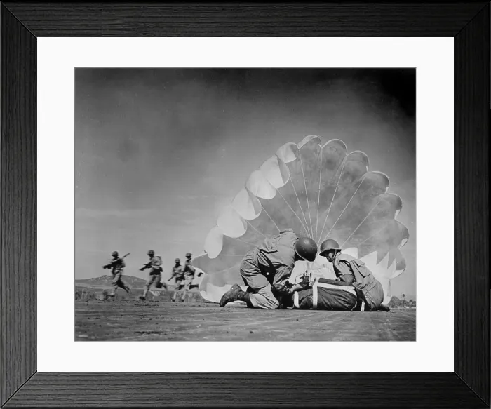 Framed Print : World War II, U.S. paratroopers in action, circa 1940-1946
