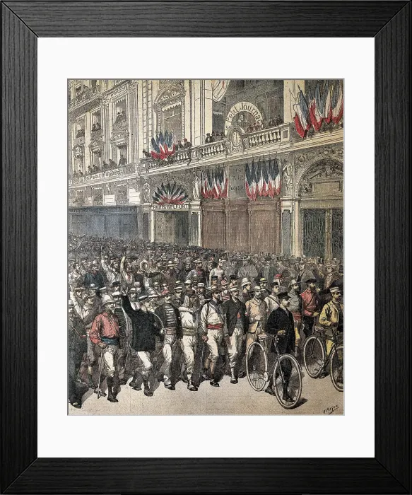 Framed Print : Foot march Pars-Belford (1892). Picture of 'Le Petit Journal'. Engraving. AISA / Everett Collection**US SALES ONLY** Framed Print : Foot march Pars-Belford (1892). Picture of 'Le Petit Journal'. Engraving. AISA / Everett Collection**US SALES ONLY**