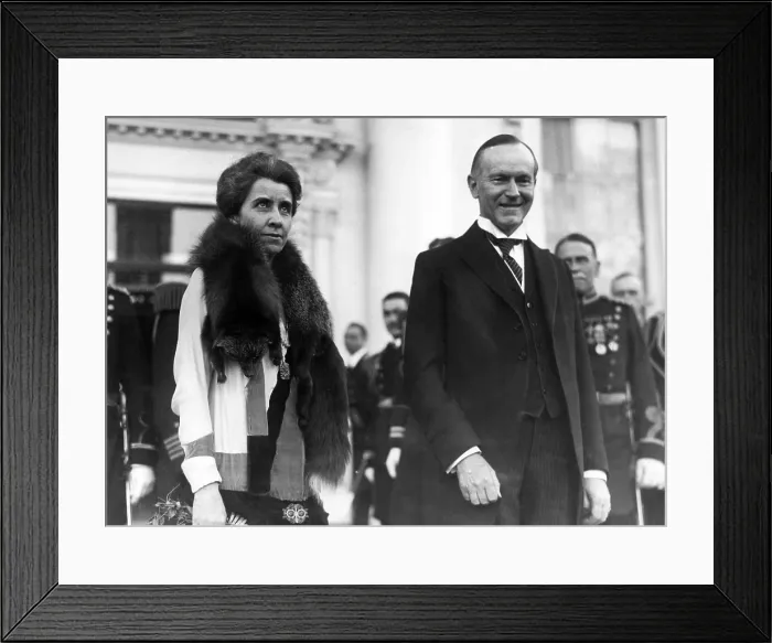 Framed Print : First Lady Grace Coolidge and President Calvin Coolidge at the New Year's reception at the White House, 1928. Courtesy: CSU Archives / Everett Collection