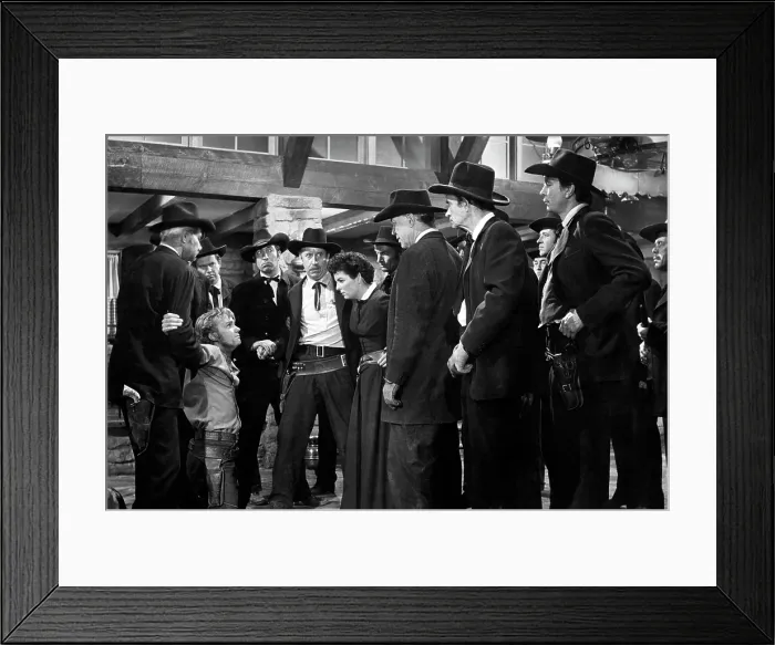 Framed Print : JOHNNY GUITAR, Ben Cooper (on knees, left), Mercedes McCambridge (black dress), 1954
