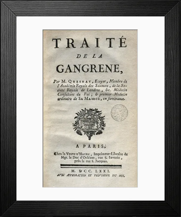 Framed Print : QUESNAY, Franois (1694-1774). French economist and doctor. 'Treatise on Gangrene' (Paris, 1761). SPAIN. Barcelona