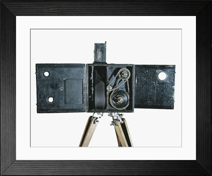 Framed Print : LUMIRE, Louis (1864-1948); LUMIRE, Auguste (1862-1954). The first Lumiere cinematograph invented in 1894. FRANCE. Paris
