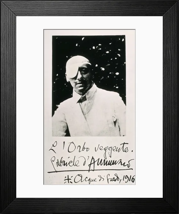 Framed Print : D'ANNUNZIO, Gabriele (1863-1938). Portrait. Injured D'Annunzio was called 'L'Orbo veggente'. AISA / Everett Collection**US SALES ONLY**