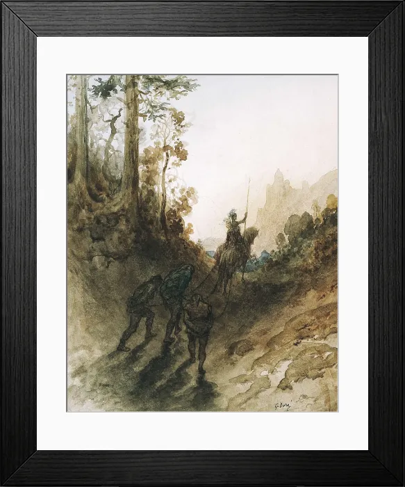 Framed Print : Dore, Gustave (1832-1883). The Giants are captured. Scene from Don Quixote. Watercolour. UNITED STATES OF AMERICA. Chicago. Art Institute of Chicago