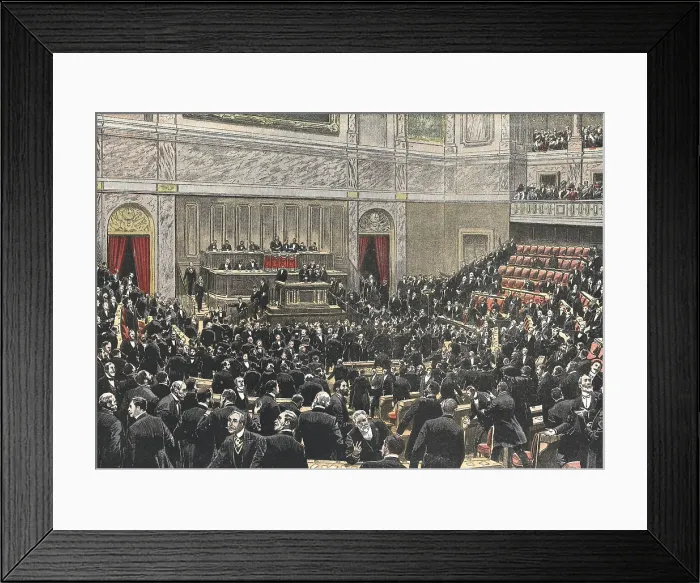 Framed Print : France. Voting to elect the new president Armand Fallires. Congress Hall of Versailles during the election. 'Le Petit Journal'. January 28th1906.. Engraving