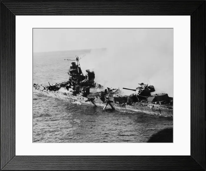 Framed Print : World War II, the destruction of a warship, circa 1940-1946