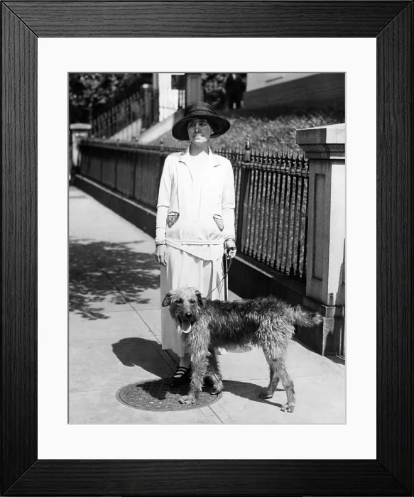 Framed Print : First Lady Grace Coolidge takes the dog out for a walk, 1924. Courtesy: CSU Archives / Everett Collection Framed Print : First Lady Grace Coolidge takes the dog out for a walk, 1924. Courtesy: CSU Archives / Everett Collection