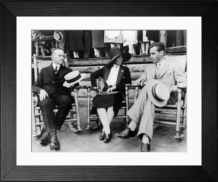 Framed Print : President Calvin Coolidge, First Lady Grace Coolidge and John Coolidge at the Hot Springs Country Club in South Dakota, 1927. Courtesy: CSU Archives / Everett Collection