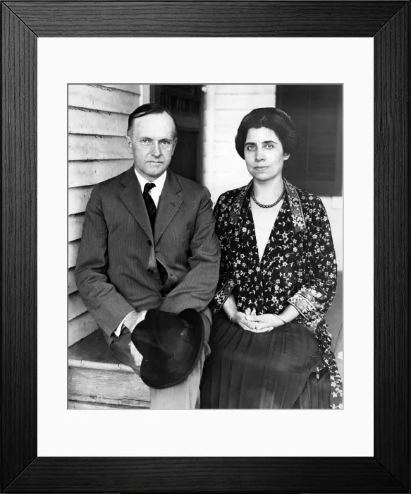 Framed Print : President Calvin Coolidge and First Lady Grace Coolidge at his father's farm house in Plymouth, Vermont, 1923. Courtesy: CSU Archives / Everett Collection