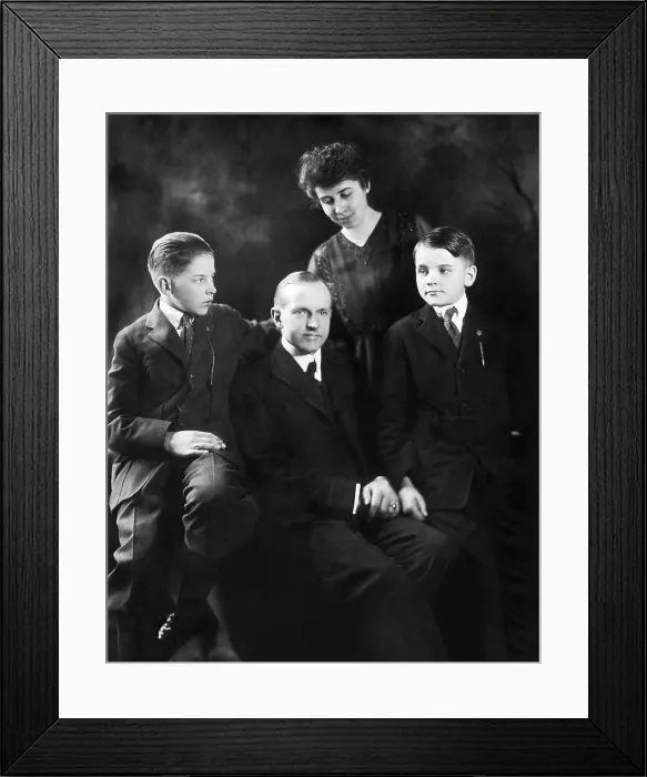 Framed Print : Calvin Coolidge, Grace Coolidge and their sons during his time as governor of Massachusetts, circa 1919. Courtesy: CSU Archives / Everett Collection
