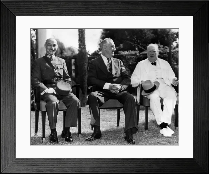Framed Print : The Cairo Conference, a summit meeting on the Allied position in dealing with Japan and postwar Asia. From left: Chinese Generalissimo Chiang Kai-shek, U.S Framed Print : The Cairo Conference, a summit meeting on the Allied position in dealing with Japan and postwar Asia. From left: Chinese Generalissimo Chiang Kai-shek, U.S