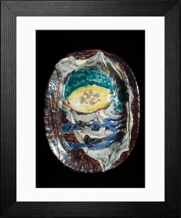 Framed Print : PicassoPablo (1881-1973). Piece of pottery with still life. 20th c. Ceramics. SPAIN. Barcelona. Picasso Museum. AISA / Everett Collection - Image has fine art copyright