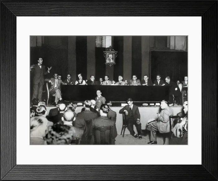 Framed Print : Spain. Second Republic (1931-1936). Congress of Esquerra Republicana de Catalunya. Presiding the table, Francesc Maci and Llus Companys Framed Print : Spain. Second Republic (1931-1936). Congress of Esquerra Republicana de Catalunya. Presiding the table, Francesc Maci and Llus Companys
