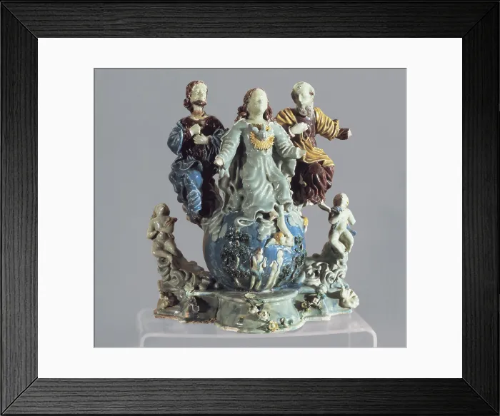 Framed Print : The Coronation of the Virgin. Piece of of Quito ceramics. Colonial baroque. Ceramics. ECUADOR. Quito. Library of the Museum Jacinto Jijn y Caamao of Archaeology and Colonial Art Framed Print : The Coronation of the Virgin. Piece of of Quito ceramics. Colonial baroque. Ceramics. ECUADOR. Quito. Library of the Museum Jacinto Jijn y Caamao of Archaeology and Colonial Art