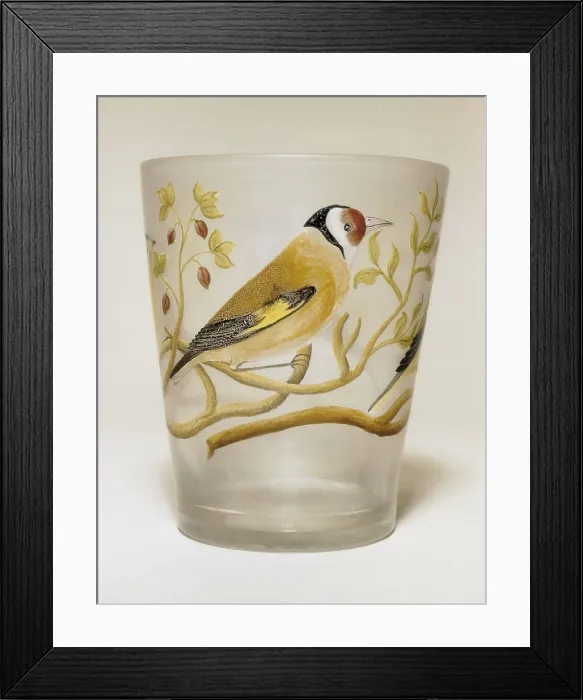 Framed Print : Glass painted and enameled with branches and birds (18th c.). Glass and Crystal. ITALY. Venice. Murano. Antique Glass Museum. AISA / Everett Collection (58908)**US SALES ONLY**
