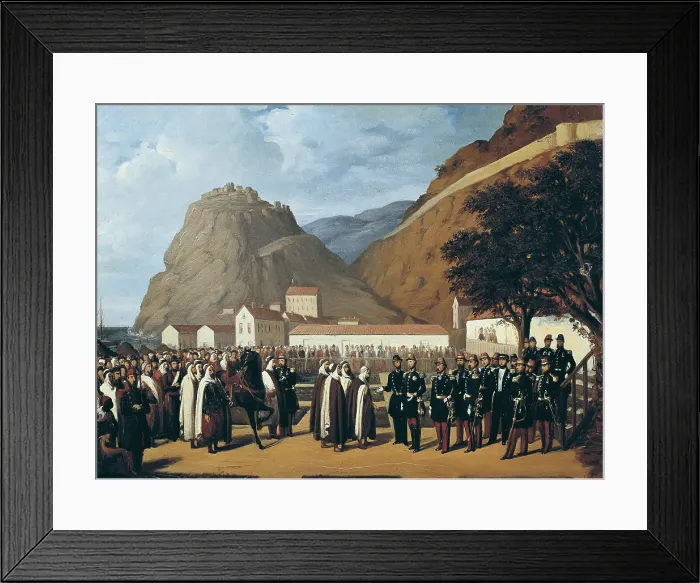 Framed Print : Regis, Augustin (1813-1880). Surrender of Abd-el-Kader. 2nd half 19 c. Oil on canvas. FRANCE. Chantilly. Muse Cond (Cond Museum). AISA / Everett Collection**US SALES ONLY**