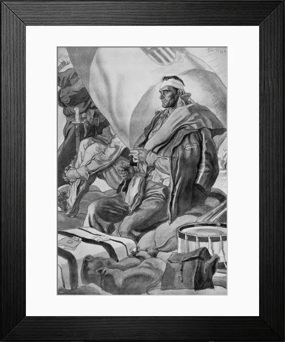Framed Print : Spanish Civil War (1936-1939). Nationalist troops during the offensive of Aragon (March 1938). Drawing by Carlos Senz Tejada. Drawing Framed Print : Spanish Civil War (1936-1939). Nationalist troops during the offensive of Aragon (March 1938). Drawing by Carlos Senz Tejada. Drawing