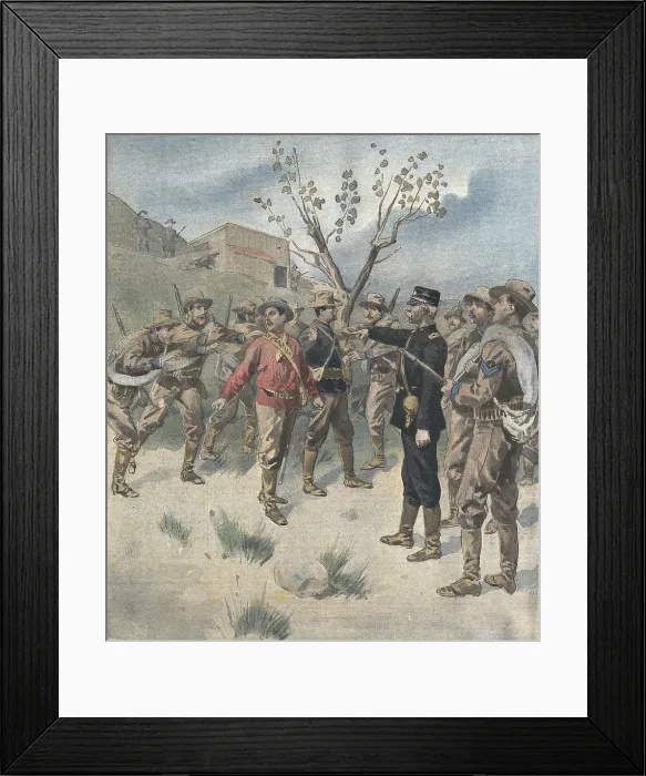 Framed Print : Philippines. Capture of the Philippine leader Emilio Aguinaldo for the American troops. 'Le Petit Journal' (April 14th1901). Engraving Framed Print : Philippines. Capture of the Philippine leader Emilio Aguinaldo for the American troops. 'Le Petit Journal' (April 14th1901). Engraving