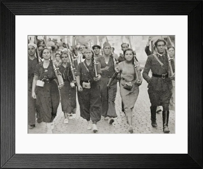 Framed Print : Spanish Civil War (1936-1939). Volunteers of popular militia going to the Aragonese front (July 1936). AISA / Everett Collection**US SALES ONLY**