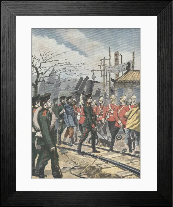 Framed Print : China (1901). Anglo-Russian dispute. Illustration by Domani for 'Le Petit Journal' (April 7th1901). Engraving Framed Print : China (1901). Anglo-Russian dispute. Illustration by Domani for 'Le Petit Journal' (April 7th1901). Engraving