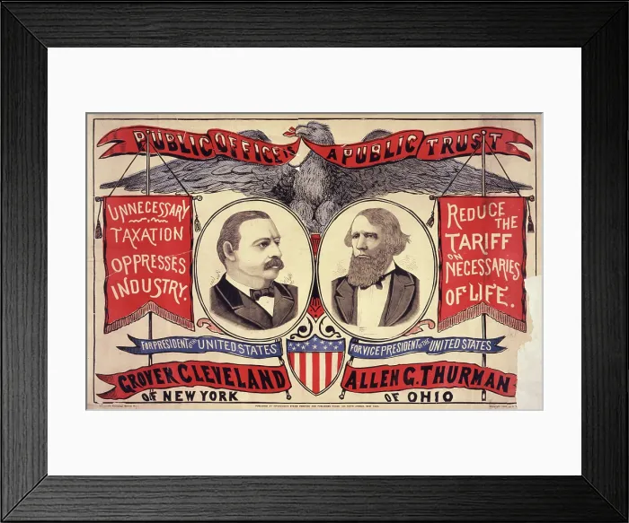 Framed Print : For President of the United States, Grover Cleveland of New York ; For Vice-President of the United States, Allen G. Thurman of Ohio. 1888