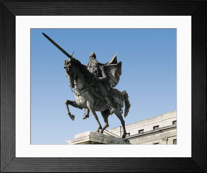 Framed Print : GONZALEZ QUESADA, Juan Cristbal (1897-1961). Equestrian statue of El Cid. 1955. SPAIN. Burgos. Monument located in the Plaza del Mo Cid (Cid's Square). Sculpture on bronze