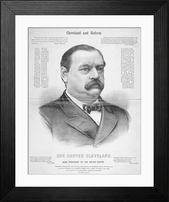 Framed Print : President Grover Cleveland, broadside celebrating Cleveland's inauguration. 1885