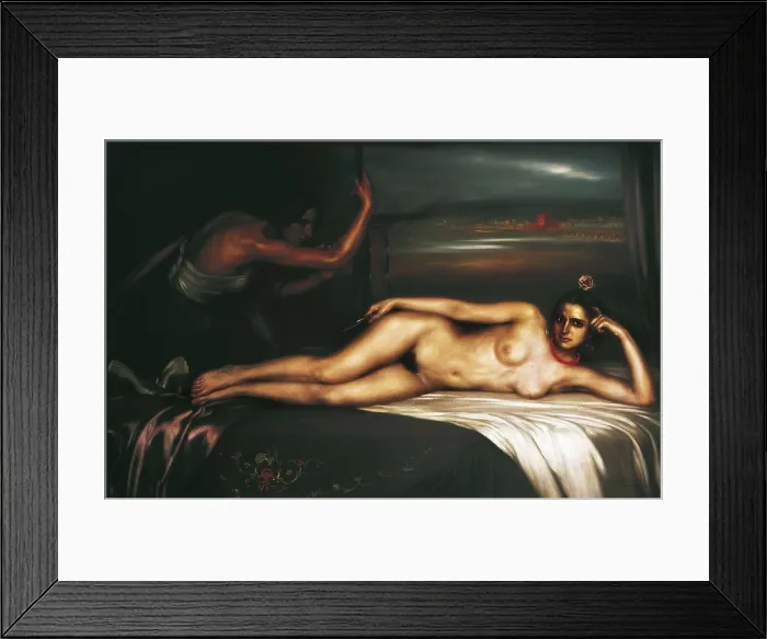 Framed Print : ROMERO DE TORRES, Julio (1880-1930). Trini's granddaughter. 1929. Oil and tempera on canvas. Painting. SPAIN. Cordoba. Julio Romero de Torres Museum