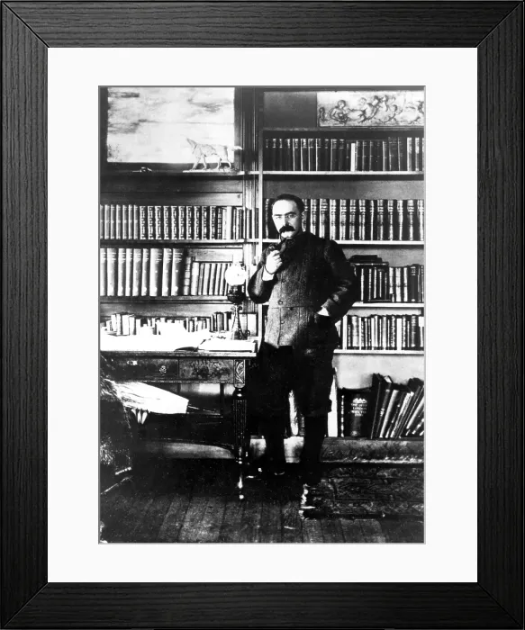 Framed Print : Rudyard Kipling in his study at Naulakha, the nouse near Brattleboro, Vermont, to which Kipling movied in 1892.. Courtesy: CSU Archives / Everett Collection Framed Print : Rudyard Kipling in his study at Naulakha, the nouse near Brattleboro, Vermont, to which Kipling movied in 1892.. Courtesy: CSU Archives / Everett Collection
