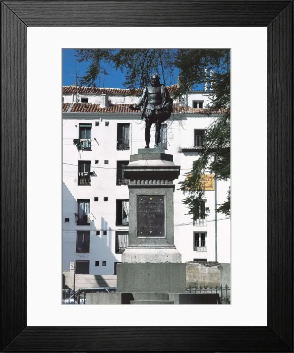 Framed Print : CERVANTES SAAVEDRA, Miguel de (1547-1616). Sculpture on bronze. SPAIN. MADRID (AUTONOMOUS COMMUNITY). Madrid. AISA / Everett Collection**US SALES ONLY**