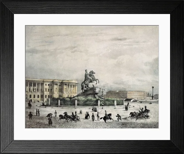 Framed Print : Saint Petersburg. Monument to Peter the Great, 19th c. Engraving. AISA / Everett Collection**US SALES ONLY** Framed Print : Saint Petersburg. Monument to Peter the Great, 19th c. Engraving. AISA / Everett Collection**US SALES ONLY**