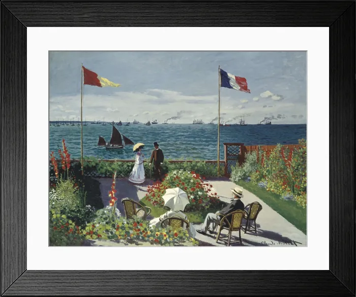 Framed Print : MONET, Claude (1840-1926). Garden at Sainte-Adresse. 1867. Impressionism. Oil on canvas. UNITED STATES OF AMERICA. New York City. Metropolitan Museum of Art Framed Print : MONET, Claude (1840-1926). Garden at Sainte-Adresse. 1867. Impressionism. Oil on canvas. UNITED STATES OF AMERICA. New York City. Metropolitan Museum of Art