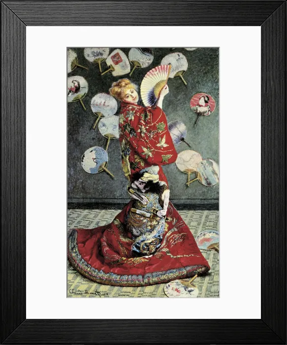 Framed Print : MONET, Claude (1840-1926). La Japonaise (Camille Monet in Japanese Costume). 1876. Impressionism. Oil on canvas. UNITED STATES OF AMERICA. Boston. Museum of Fine Arts