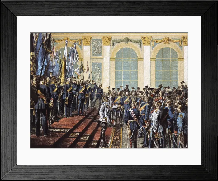 Framed Print : Proclamation of the German Empire in Versailles (Janury 18, 1871). William I of Prussia becomes Emperor of Germany. Litography. AISA / Everett Collection**US SALES ONLY**