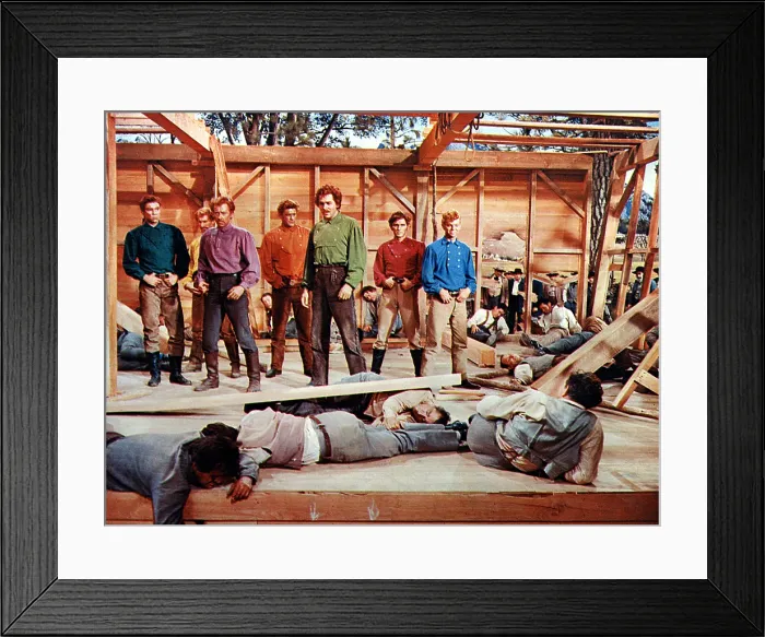 Framed Print : SEVEN BRIDES FOR SEVEN BROTHERS, Jacques D'Amboise, Matt Mattox, Marc Platt, Jeff Richards, Howard Keel, Tommy Rall, Russ Tamblyn, 1954