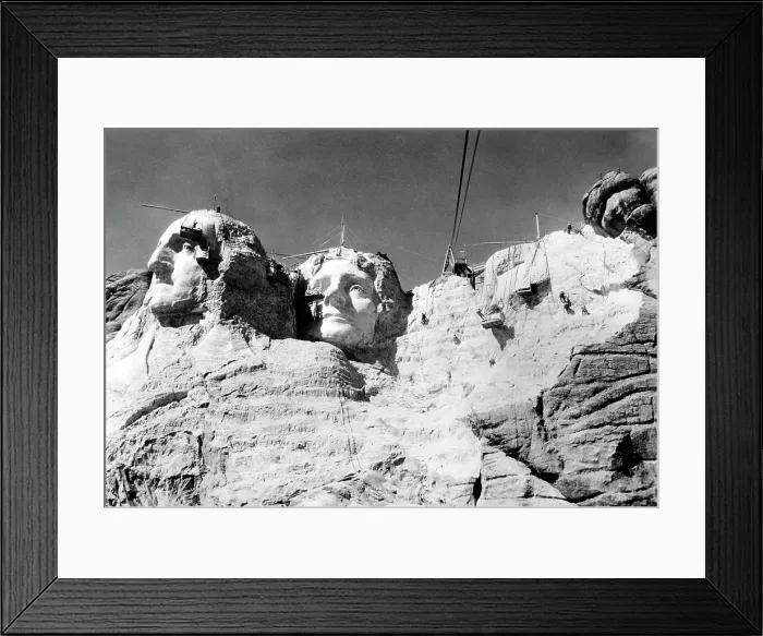 Framed Print : MOUNT RUSHMORE-The mountain under construction with Jefferson almost completed, 1937.. Courtesy: CSU Archives / Everett Collection Framed Print : MOUNT RUSHMORE-The mountain under construction with Jefferson almost completed, 1937.. Courtesy: CSU Archives / Everett Collection