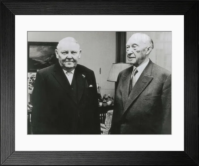 Framed Print : Federal Republic of Germany. The politicians Ludwig Erhard (left) and Konrad Adenauer. AISA / Everett Collection**US SALES ONLY**