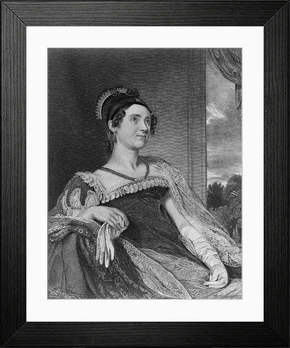 Framed Print : Louisa Catherine Adams; Mrs. John Quincy Adams, engraved copy by GF Storm of a painting by CR Leslie, ca. 1834-1860