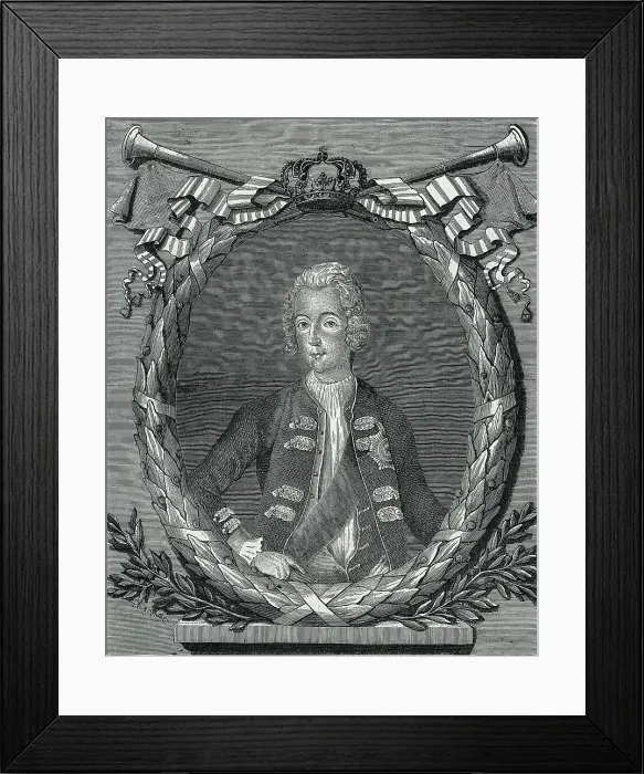 Framed Print : FREDERICK II 'the Geat' (1712-1786). Portrait of Frederick II the Great when he was 17 years-old. Etching. AISA / Everett Collection**US SALES ONLY** Framed Print : FREDERICK II 'the Geat' (1712-1786). Portrait of Frederick II the Great when he was 17 years-old. Etching. AISA / Everett Collection**US SALES ONLY**
